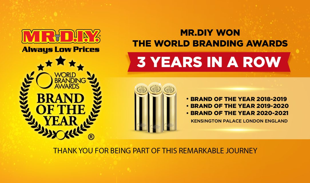 3 ปีซ้อน MR.DIY ได้รับรางวัล World Branding Awards