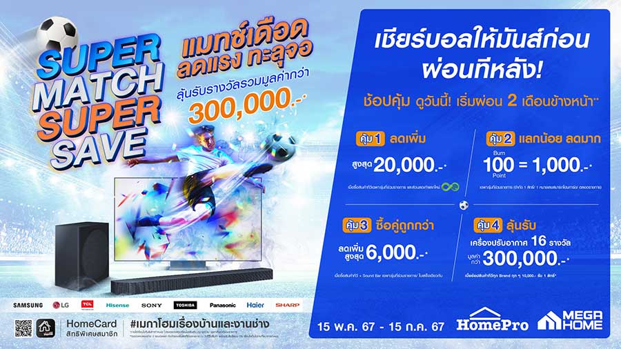 โฮมโปรจับกระแส ‘บอลยูโร’ กับ “The Power SUPER MATCH SUPER SAVE แมทช์เดือด ลดแรง ทะลุจอ”  เชียร์บอลมันส์ก่อน ผ่อนทีหลัง! ที่ The Power 0% นาน 12